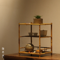 Qingzhuju Plain desktop plum deer bamboo tea shed Tea storage display Bogu rack Tea mat utensils Multi-treasure lattice