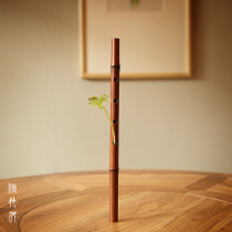 Qing bamboo house bamboo flute flower insert smoked bamboo Japanese wall-mounted antique Chinese flower vase creative bamboo tube flower frame