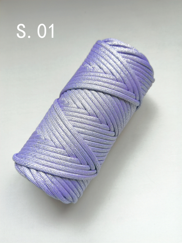 5mm Polyester Core-Spun Cord with Silver Thread That Can Be Glued, 55m Macrame Hand-Knitting Crochet Handmade Weaving