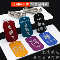 Metal name tag listing with clip soldier student clothes hanging tag name digital number plate customization