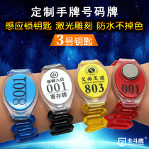 Hand plate number plate sauna foot bath bath digital Mark digital locker induction lock id key bracelet customization