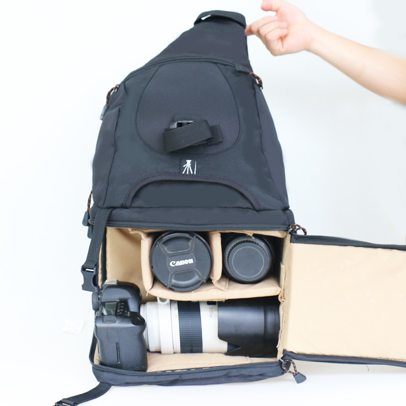 Baoluo BL-2069 oblique backpack SLR camera bag upper and lower layers outdoor waterproof 70-200mm male and female side opening suitable for Canon Nikon large-capacity SLR camera bag storage