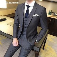 Двойной серо -серой набор (верхняя часть+жилет+брюки)