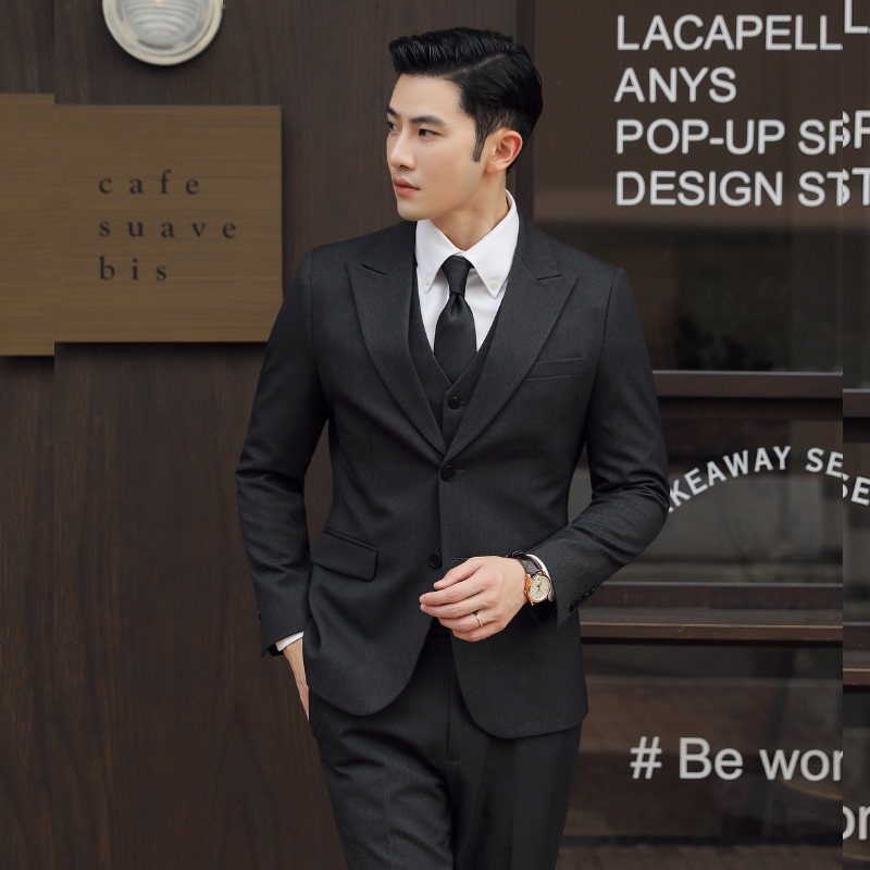 High-End Wool Suit for Men, Wedding Attire, Business Professional Slim-Fit Formal Wear, Groom's Suit, British Style, Handsome