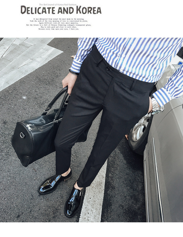 Мужские летние трендовые штаны, костюм, в корейском стиле, облегающий крой, свободный прямой крой 
