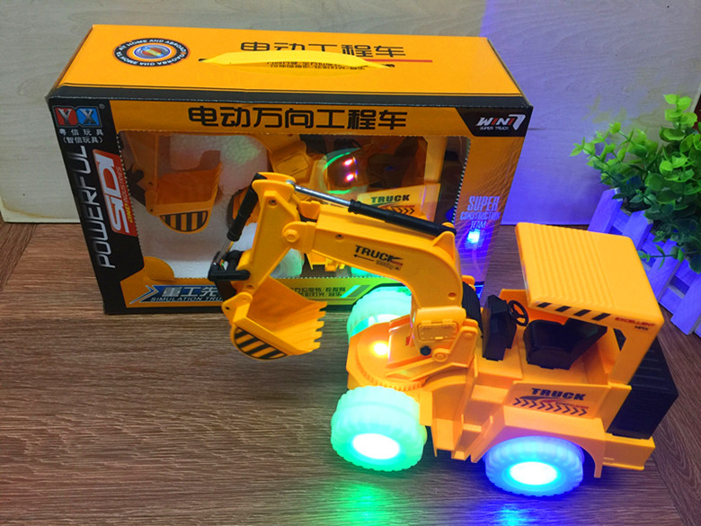 567 children's toy electric engineering car digging earth digger model music light universal hot pin boy gift