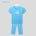 Little Blue Elephant Hisleep Hinos Mens Perspiration Bộ đồ lót được cấp bằng sáng chế Mùa xuân / Mùa hè Quần dài tay ngắn Bộ đồ ngủ Dịch vụ tại nhà - Giống cái Giống cái