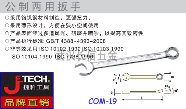 JETECH single chrome vanadium steel dual-purpose wrench COM-15 16 17 18 19 20 21 22 23