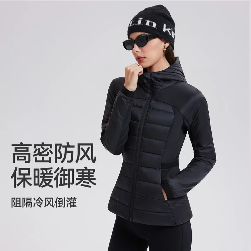 Lulu down Jacket Same Style 95% Goose down Slim Fit Waterproof Thick Women's Coat Hooded Hourglass Waist down Jacket