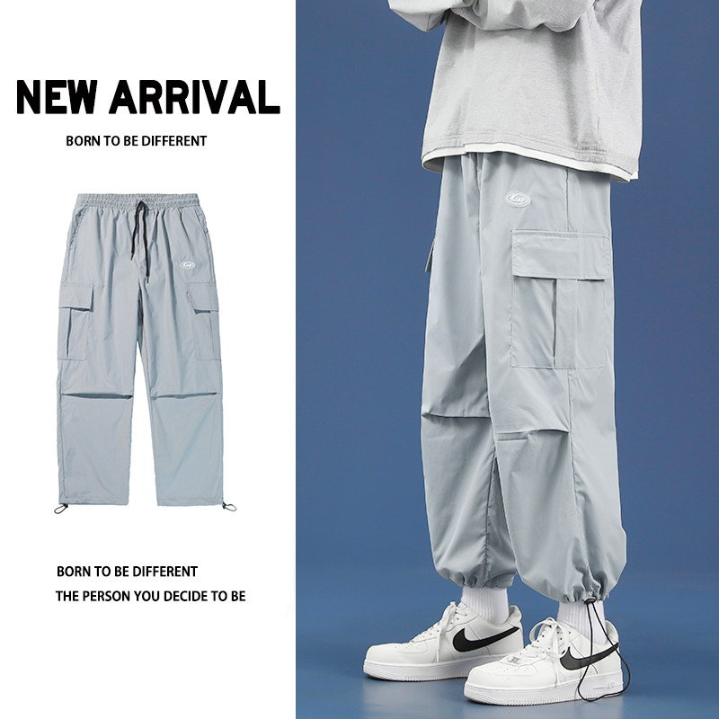 American-style overalls men's trendy brand ins spring drawstring high street trend loose youth casual trousers