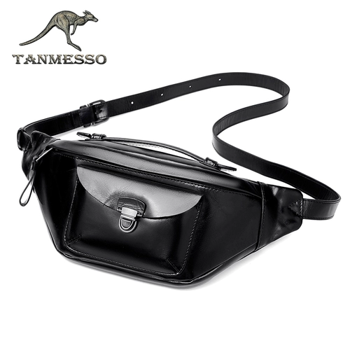 tanmesso Кожаная нагрудная сумка, поясная сумка, портативный ремешок для сумки на одно плечо для отдыха, воловья кожа, из натуральной кожи