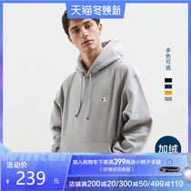 Bonded champion champion sweatshirt men hooded couple plus velvet padded loose Tide brand white coat autumn and winter