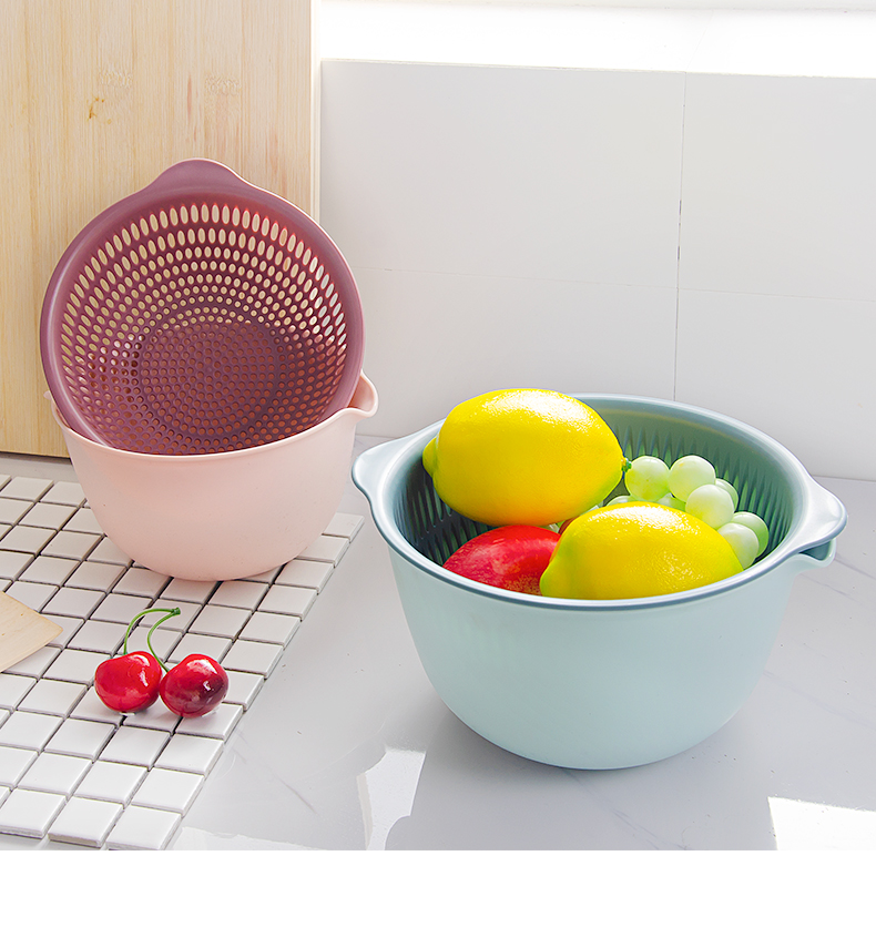 多功能雙層瀝水籃 (小號) 洗菜籃 水果盤 置物籃
