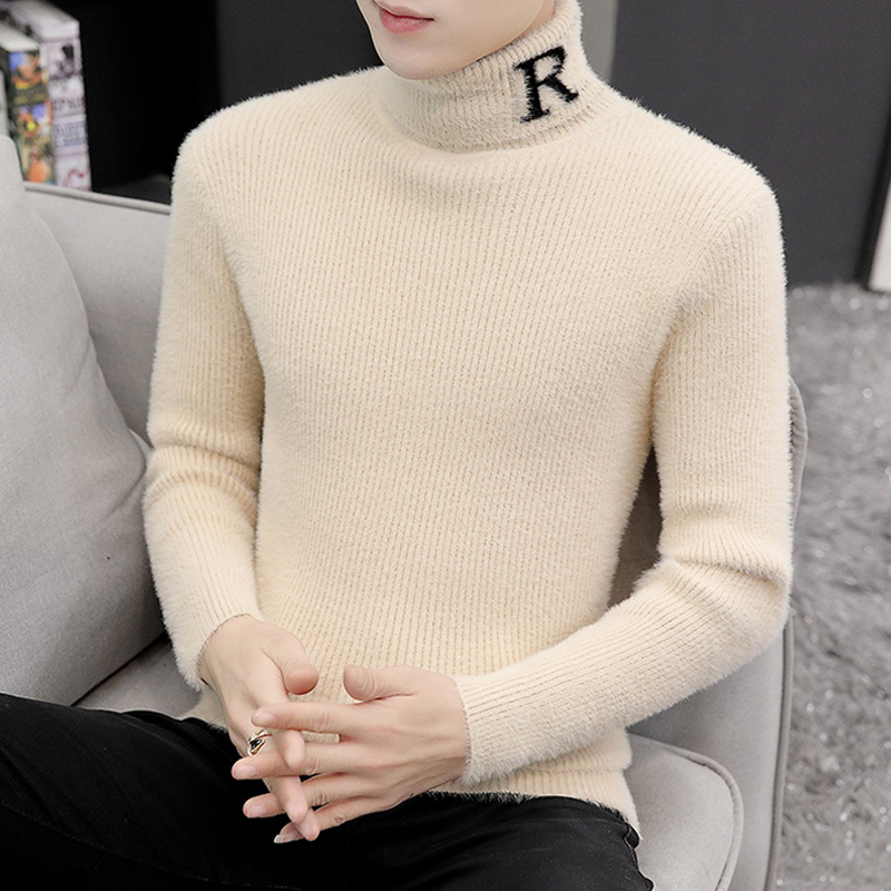 Autumn Winter High Collar Sweater Male Loose Korean version trendy imitation Waterloo with bottom-knitted sweatshirt with velvety thickened section of sanitary clothing