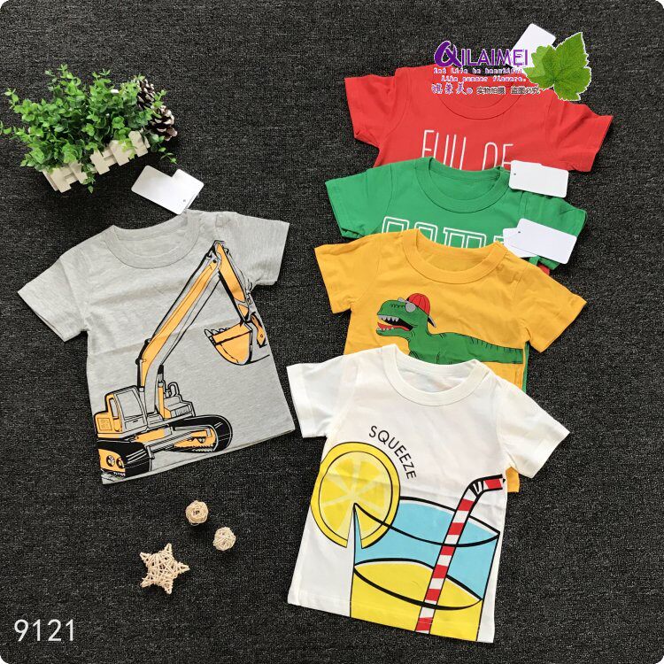 Qi Laimei children's clothing Korean boy short sleeve T-shirt cotton new summer baby coat girl children 90-140