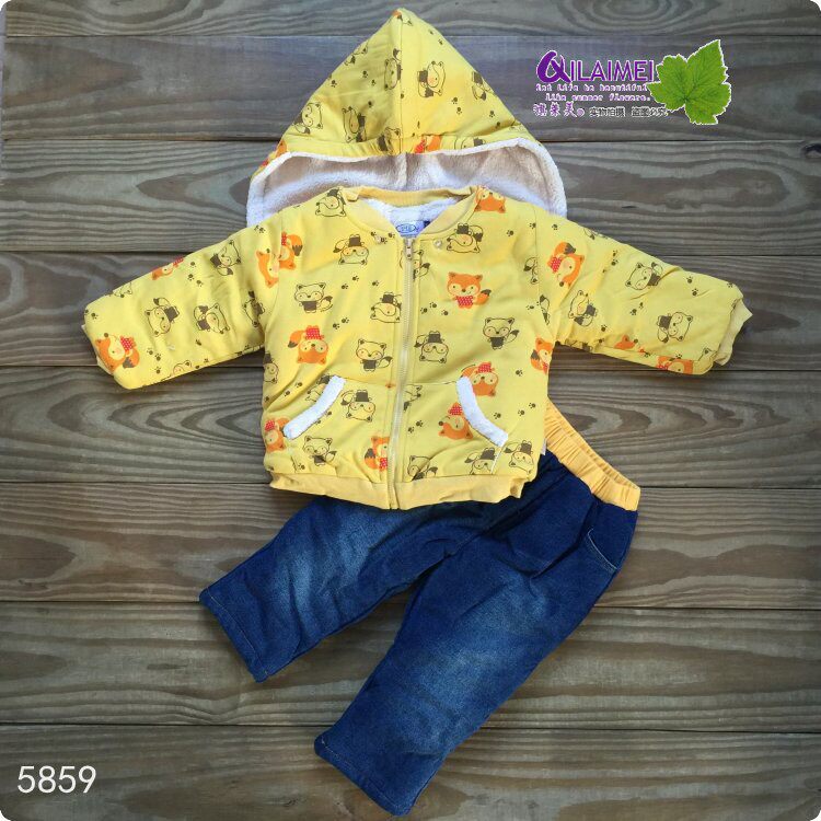 Broken Yard clear cabin baby clip cotton clothes suit woman 1-4 years old baby winter clothing cotton padded jacket boy cotton clothing thickened