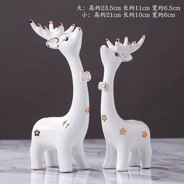 Modern Ceramic Handicraft Ornament Deer Home Room Decoration Creative Wedding Gift Living Room Entrance Decoration