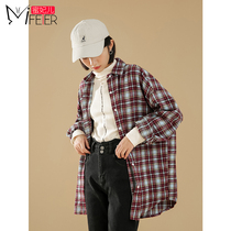 Honey concubine student art grinding plaid shirt women winter 2020 new retro port flavor loose Joker top