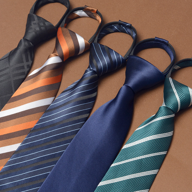 7cm Formal Zipper Tie for Men and Women, Easy to Pull on Without Tying, Groom's Wedding Business Formal Wear, Black