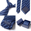 Uniform 8cm Men's Business Formal Tie Striped Groom Wedding No Need to Tie Zipper Blue Gray Red Black Youth Trendy