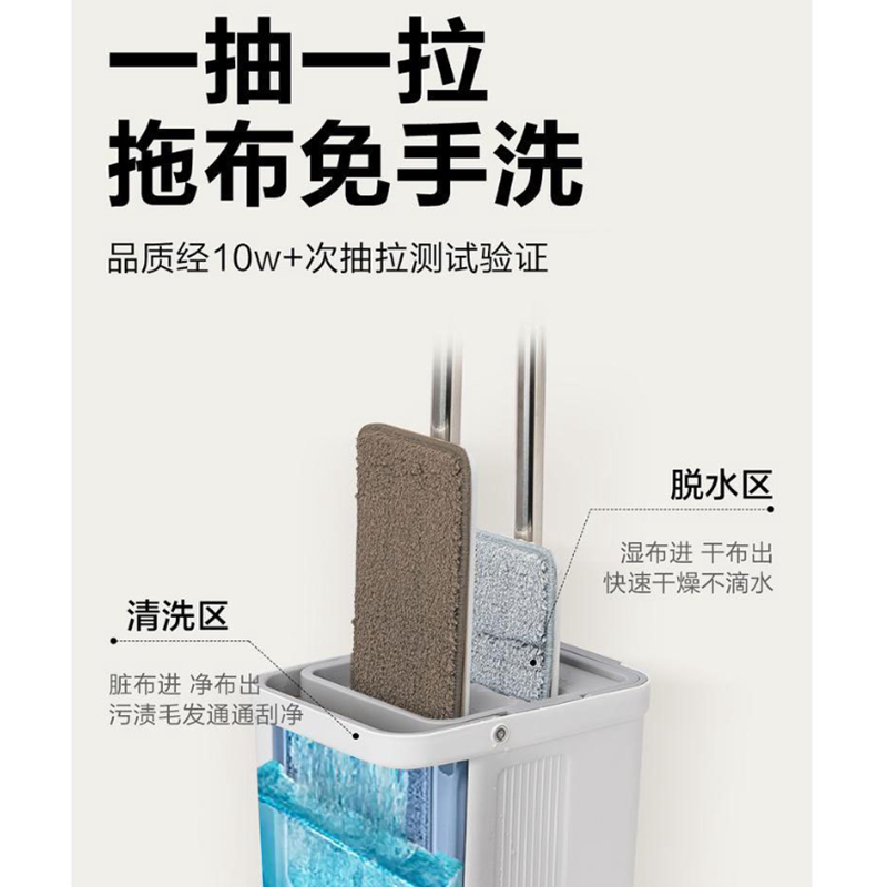 Netease Carefully Selected the Lazy Mop for Home Use, a Hands-Free Mop That Can Be Used Both Dry and Wet, a Flat Mop for Household Use