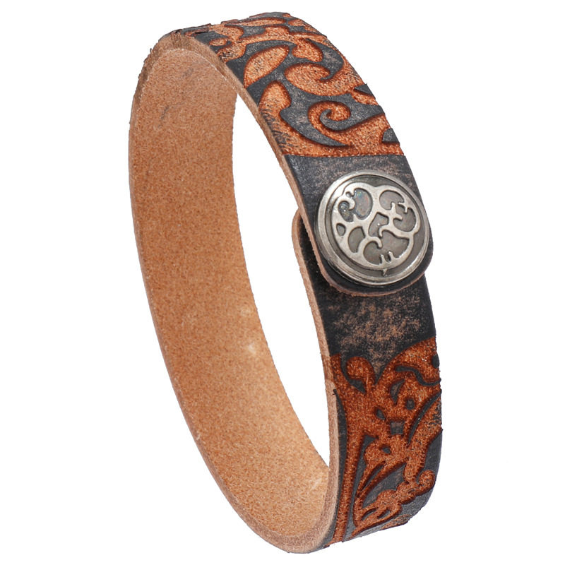 欧美新款饰品简约文艺复古牛皮手链跨境热销DIY刻字光板男女手镯 (复制)