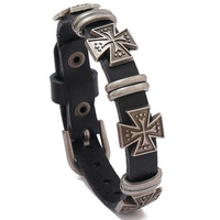 Creative and simple punk style clothing accessories, personalized European and American cross cowhide bracelets, fashionable and versatile accessories