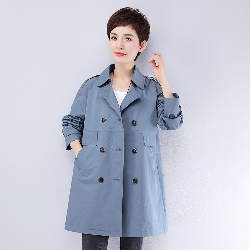 Large size windbreaker women's medium and long version of the jacket early spring fat mm spring and autumn Korean version loose top 2021 new spring