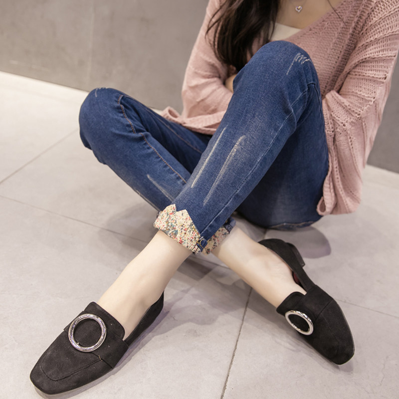 Large size women's pants 2021 new age-reducing foreign school spring Korean version of thin and fat mm jeans high waist stretch pants