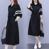 Dress summer fat mm cover belly thin mid-length loose Western style 2021 new large size womens short-sleeved