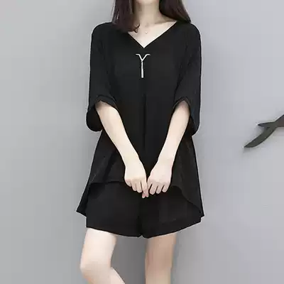 Micro fat mm thin two-piece suit large size women's new summer shorts fat sister foreign pie cover belly