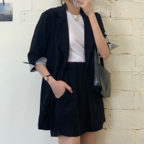 Large size womens summer fashion two-piece suit temperament casual small blazer 2021 new fat mm shorts
