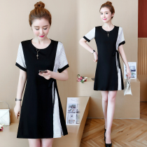 Large size womens clothing belly dress summer dress thin loose Korean version 2021 new fat mm foreign style age reduction