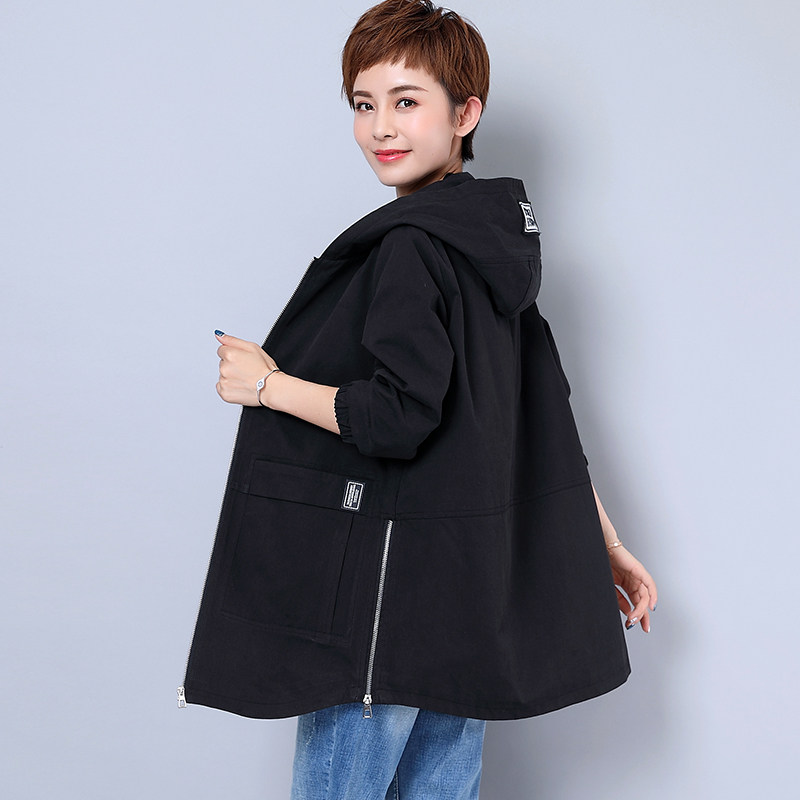 Fat mm coat large size women's autumn 2021 new spring and autumn fat sister coat loose trench coat tide 200kg