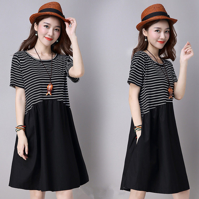 Gats up and down the women's dress 200 catty dress 2022 The new conspicuts cover the belly The slightly fat mm summer dress