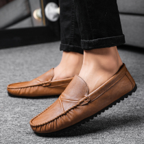 2022 spring new bean shoe mens Korean version 100 hitch a personality trend sloth Inren leisure society little guys leather shoes