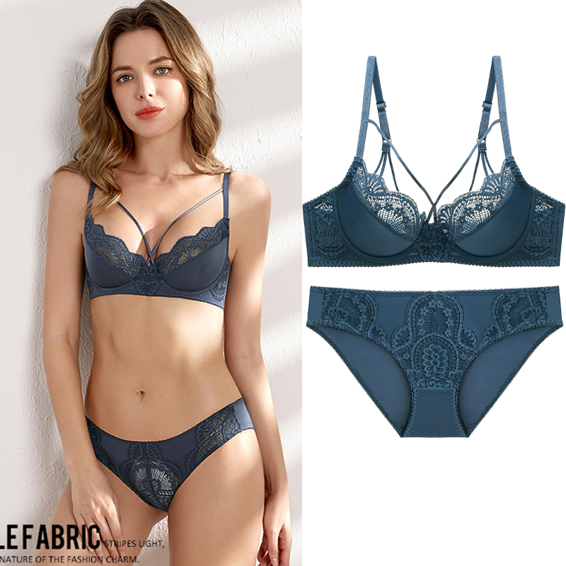 Sexy lingerie female summer large breasts for a small gathering bra anti-drooping up-to-thin, lace small cute hood suit
