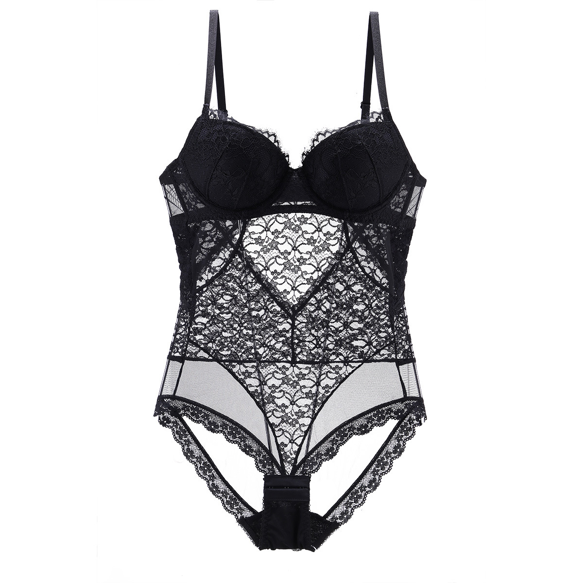French sexy sweater tempts transparent lace Europe and America tight sexy body body body body body cup B cup gathering bra
