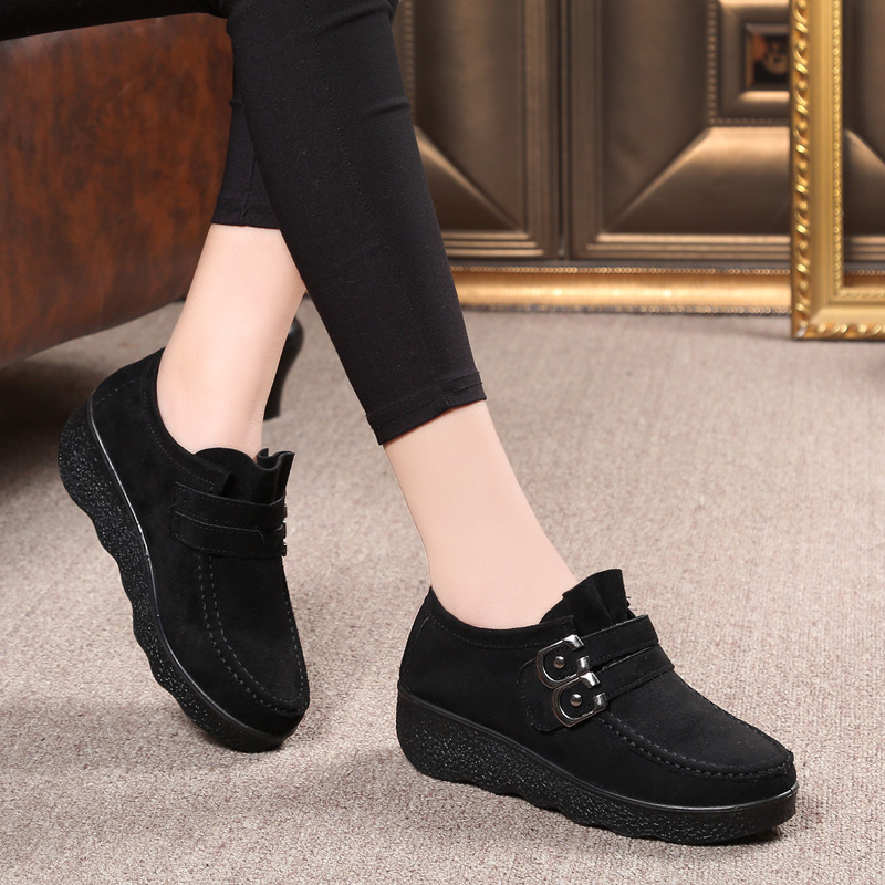 New old Beijing cloth shoes women's shoes wedge casual women's single shoes sponge cake thick bottom peas shoes women's shoes non-slip mother shoes