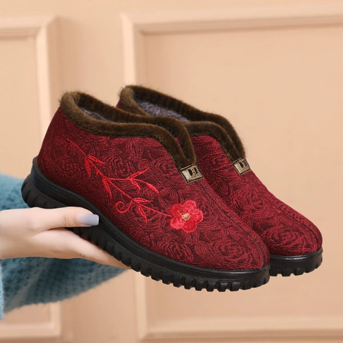 Зимняя утепленная обувь, нескользящие слипоны для матери, сапоги, мягкая подошва