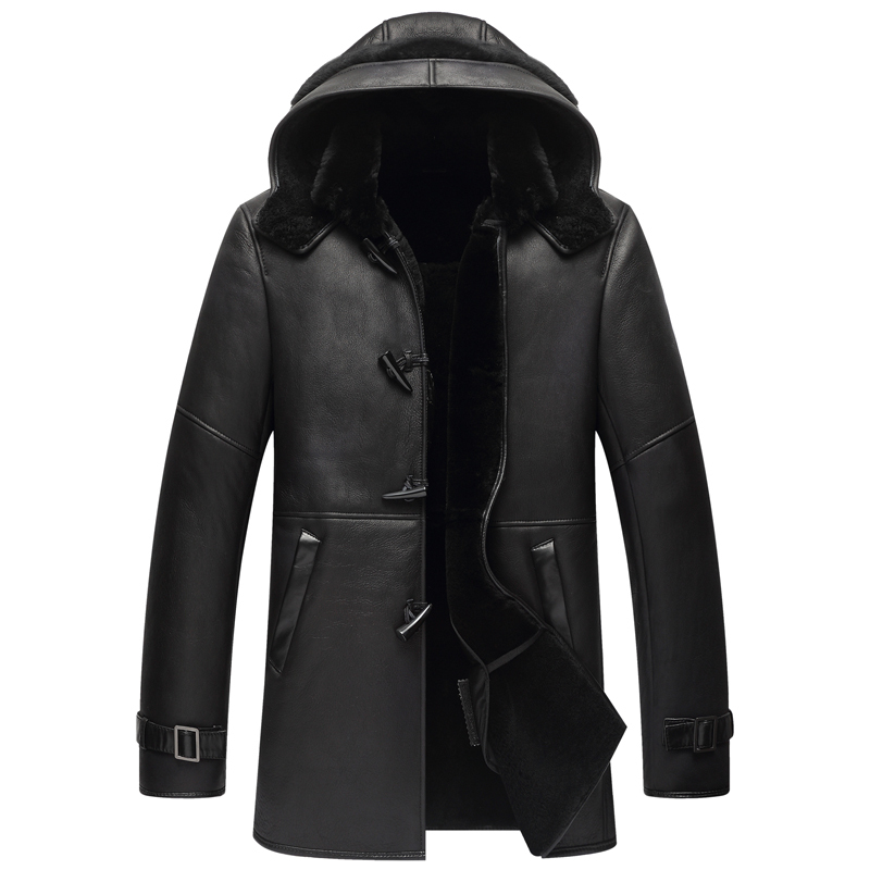 Original Ecological Fur All-In-One Winter Outwear Men's Mid-Length Outwear Genuine Leather Jacket Men's Thickeneded Sheep Leather Original Ecological Fur All-In-One Winter Outwear Men's Mid-Length Outwear Genuine Leather Jacket Men's Thickeneded Sheep Leather
