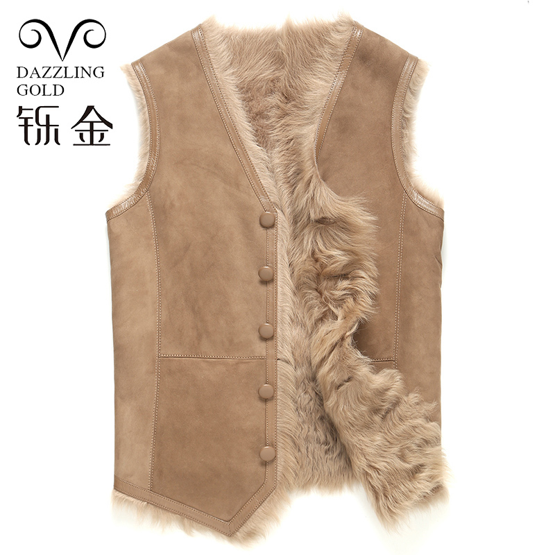 Winter Genuine Leather and Fur Integrated Leather Vest for Men, Tuscany Sheepskin Wool Thickened Vest for Middle-Aged and Elderly People
