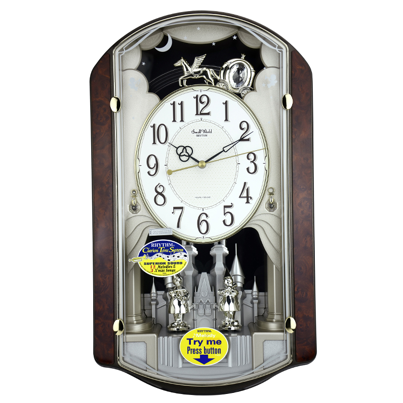 Japanese Ritz European classical creative sound Dynamic paint wall clock Night stop rotating pendulum music wall clock