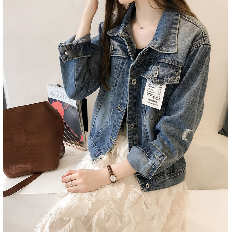 Korean Denim Jacket Woman Loose Spring Autumn 2022 New Online Red Korean Version Students Cowboy Clothing Port Wind & Ins