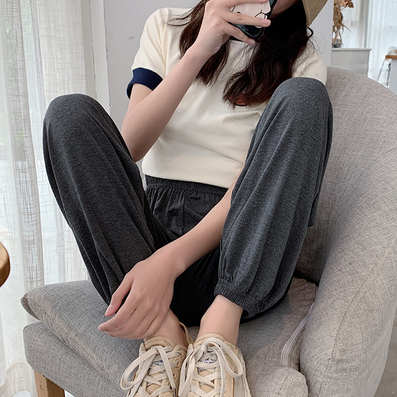 Modale Beamfoot Mosquito-Proof Pants Women's Summer Thin-Style Pants Sports Casual High Waisted Loose Ice Silk Light Cage Pants