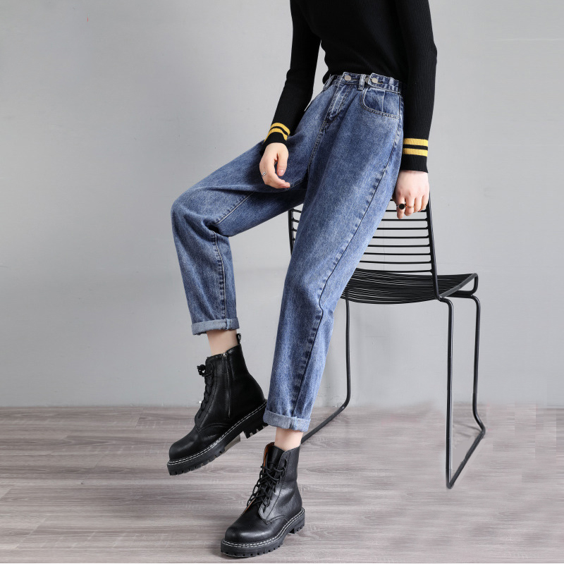 South Korea Daddy Jeans Women's Loose High Waist Harlan Spring 2021 New Slim Joker Rob Pants Tide