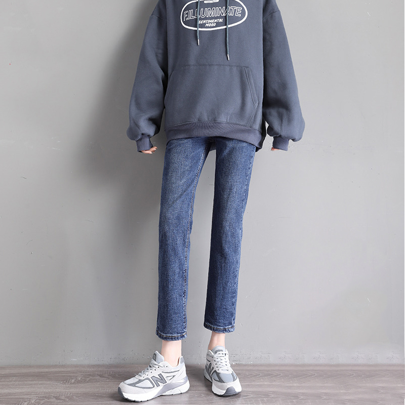 Korean straight jeans women loose ankle-length pants 2021 spring new slim high Joker pipe pants