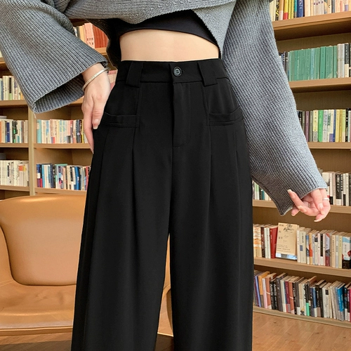 Белый костюм, весенние штаны для отдыха, высокая талия, подходит для подростков, свободный прямой крой