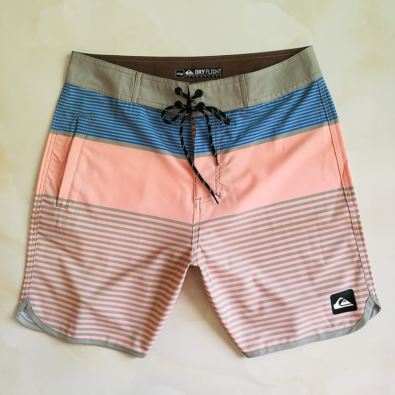 Quiksilver Beach Shorts Swim Trunks Loose Quick-Drying Thin Striped Korean Style Summer Export Men's Swim Trunks