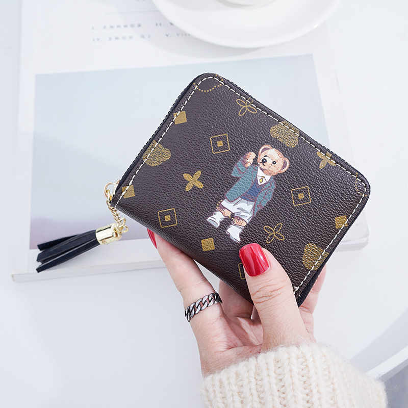 Anti-theft brush bear small card bag driver's license wallet men's and women's anti-magnetic large capacity bank card set card bag customization